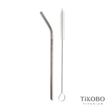 純鈦彎式細吸管 6mm ( 20cm高)【贈吸管刷】環保吸管 馬克杯吸管