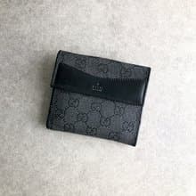 【 日本直送　名牌中古包 】GUCCI グッチ 財布 ブラック GGキャンバス 二つ折り財布 vintage ヴィンテージ オールド znwywn