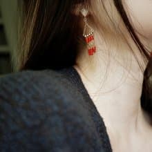 漂浪島 沙丁紅珊瑚耳飾 14kgf