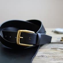 手工皮帶/40mm/男女適用/父親節禮物/黑/黃銅