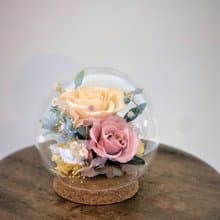 母親節花禮花束花禮【繽紛永生花圓球玻璃罩盅】永生花