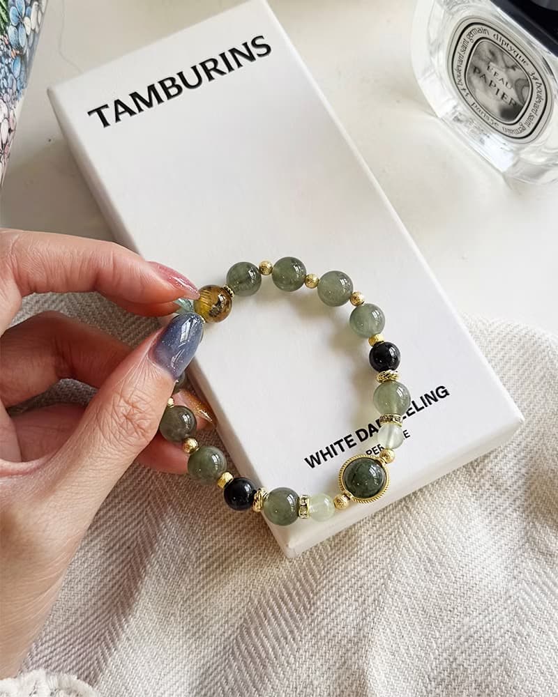 綠髮金運赤鐵礦板鈦晶設計款手鏈