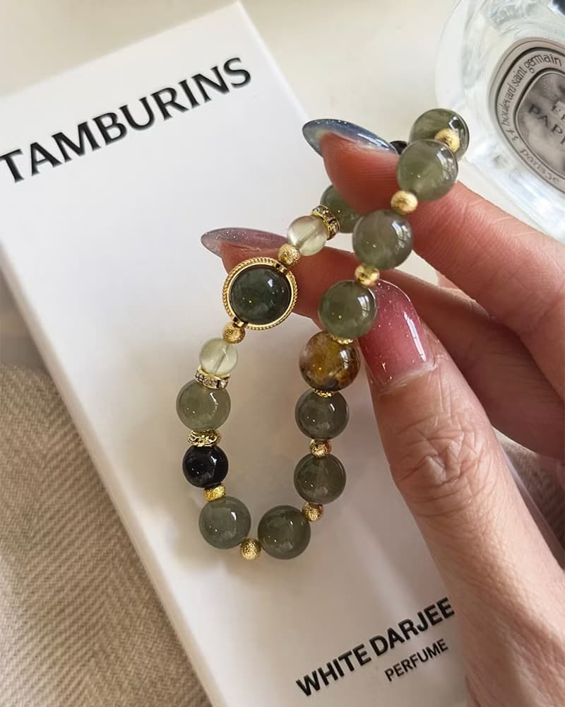 綠髮金運赤鐵礦板鈦晶設計款手鏈