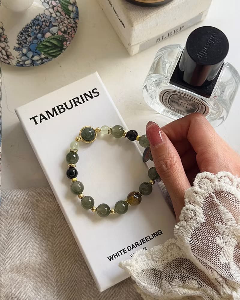 綠髮金運赤鐵礦板鈦晶設計款手鏈