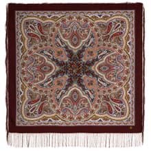 Original Pavlovo Posad Russian Shawl 100% Wool Woolen Scarf 110x110 cm 1695-6