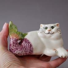Cat mermaid Porcelain figurine Purrmaid smiling British cat Funny Cute Animal