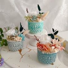 【藍芯手作】童趣貓頭鷹・乾燥花盆花 畢業花束 生日禮物 開幕禮