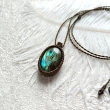 簡約風。拉長石。南美巴西蠟線編織項鍊