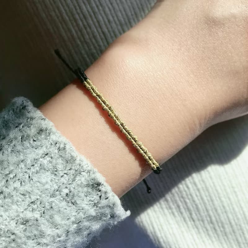Metalic gold silver copper macrame knot bracelet