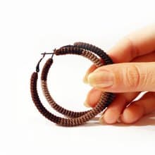 Autumn Earrings Crochet Tube Hoops Coffee Brown