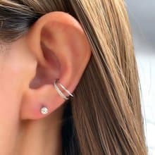 silver925 CZ ダイヤ 2連 イヤーカフ / S925 耳环 イヤリング / SV925 Sterling silver ギフト　プレゼント