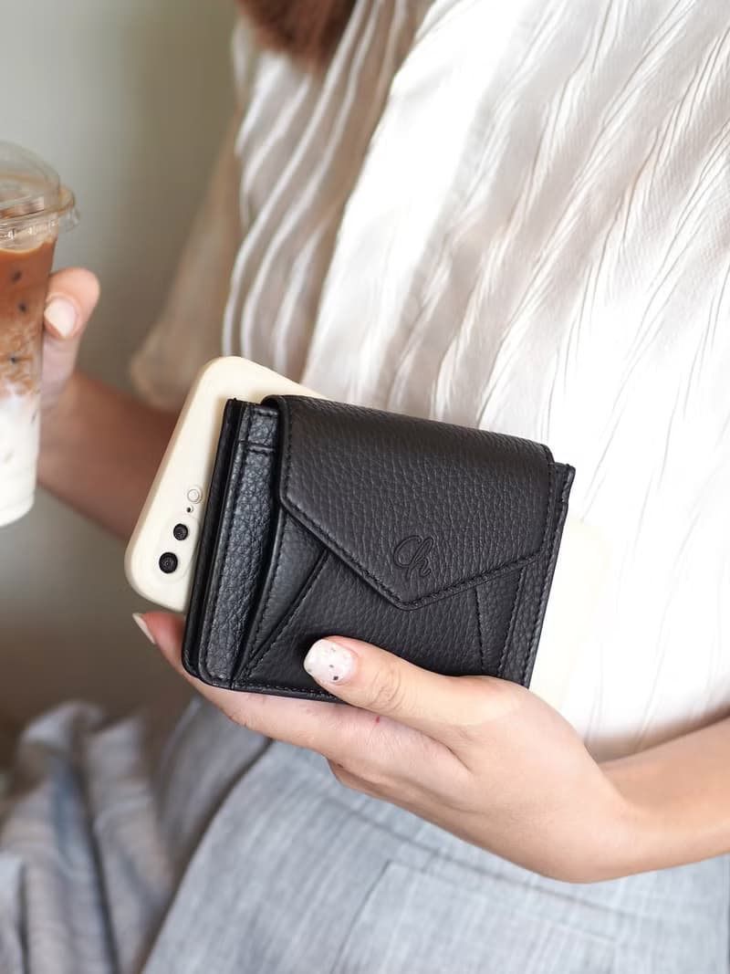 Daily (Black) : Mini wallet, short wallet, cow leather, Black
