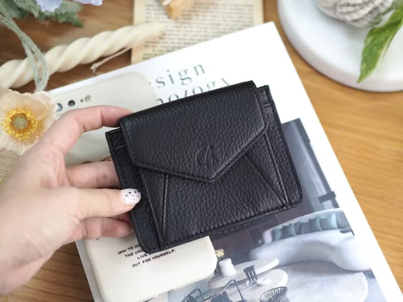 Daily (Black) : Mini wallet, short wallet, cow leather, Black