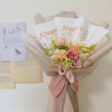 【粉紅橘色調永生不凋花束】感謝花束/情人花束/送禮/溫柔活力