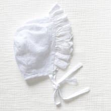 法式復古純白刺繡蕾絲手工嬰兒帽-寶寶彌月/周歲/洗禮/花童禮服