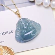 世界首富男神|18k財神爺|緬甸A貨翡翠冰藍紫春彩訂制款吊墜項鍊