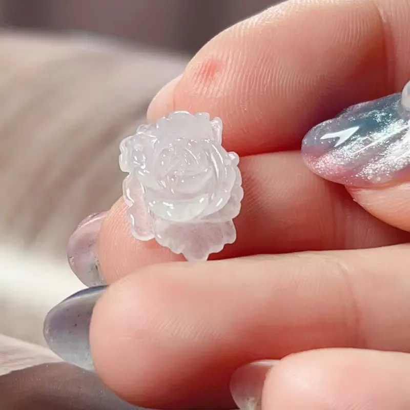 冰種翡翠牡丹花 | 天然緬甸A貨翡翠 | 送禮