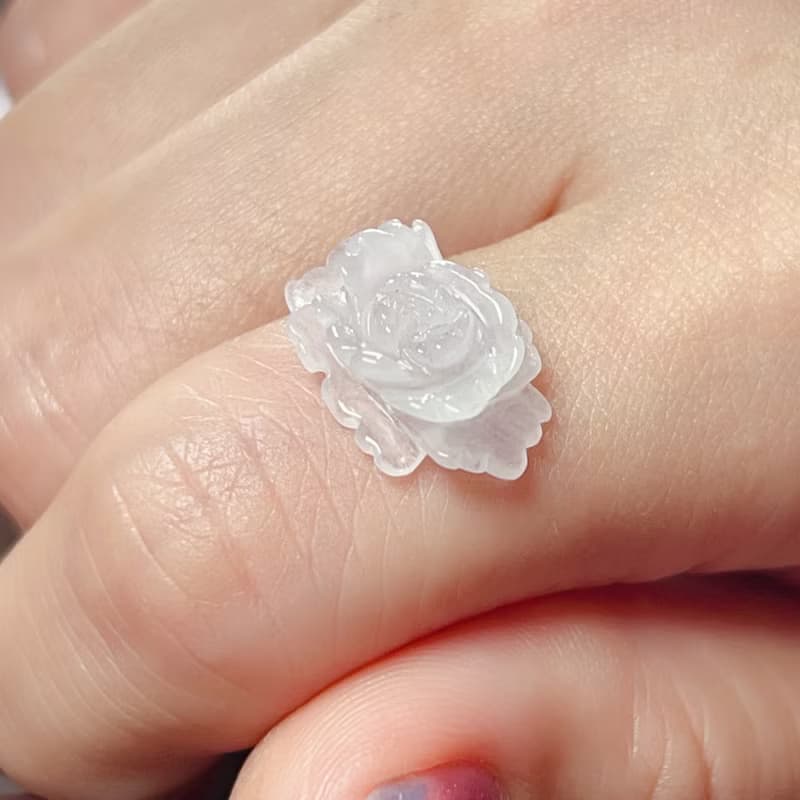 冰種翡翠牡丹花 | 天然緬甸A貨翡翠 | 送禮
