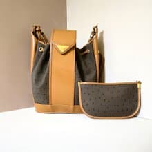 絕版古董包 Yves Saint Laurent 編織拼皮革水桶包 側背包 單肩包