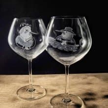 【週年婚慶 】客定手雕 I see you 紅酒對杯 雕圖/免費刻字