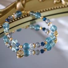 藍螢石手鍊原礦設計 /  大馬士茴香 - 藍螢石-拉長石-藍晶石