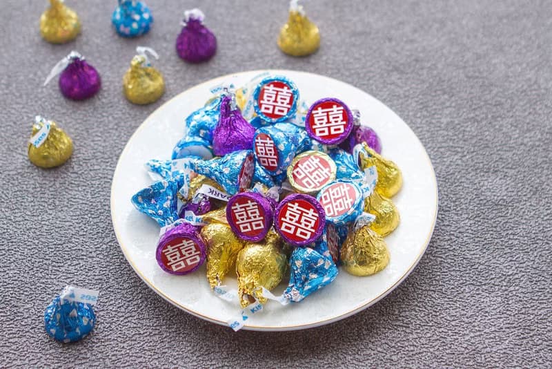 紅色囍字水滴巧克力 KISSES婚禮喜糖(每包100顆)