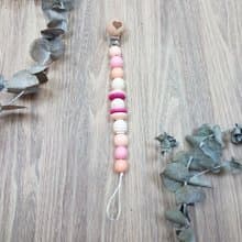 寶寶 嬰兒 安撫 木頭 奶嘴夾 奶嘴鍊-愛心原木夾-圓圓圓