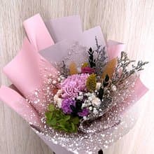 母親節主題花卉 永生康乃馨花束-灰粉系