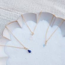 生日石項鍊 - 托帕石 | 青金石 | 月光石項鍊 14K 包金 女生禮物