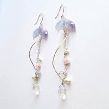 浪花人魚 垂墜式純銀耳環/耳夾