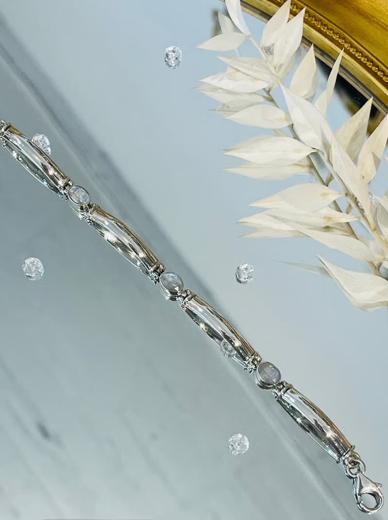 四段式鐲式天然彩虹月光石實心手鍊人緣桃花增加個人魅力