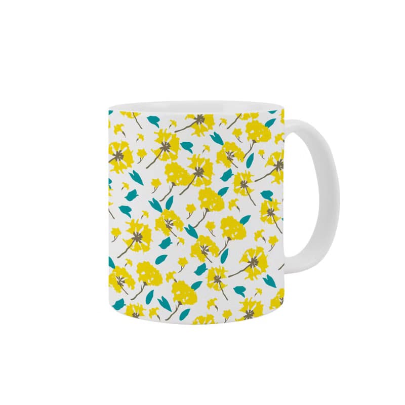 黃花印花馬克杯