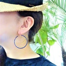 14kgf*Lapis lazuli wraped hoop pierced earring 耳針式
