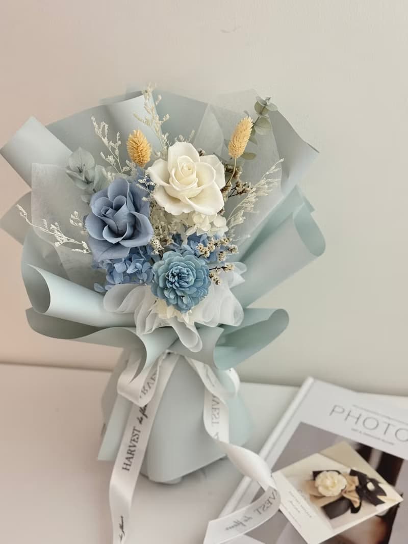 海洋風 永生玫瑰花束 附提袋