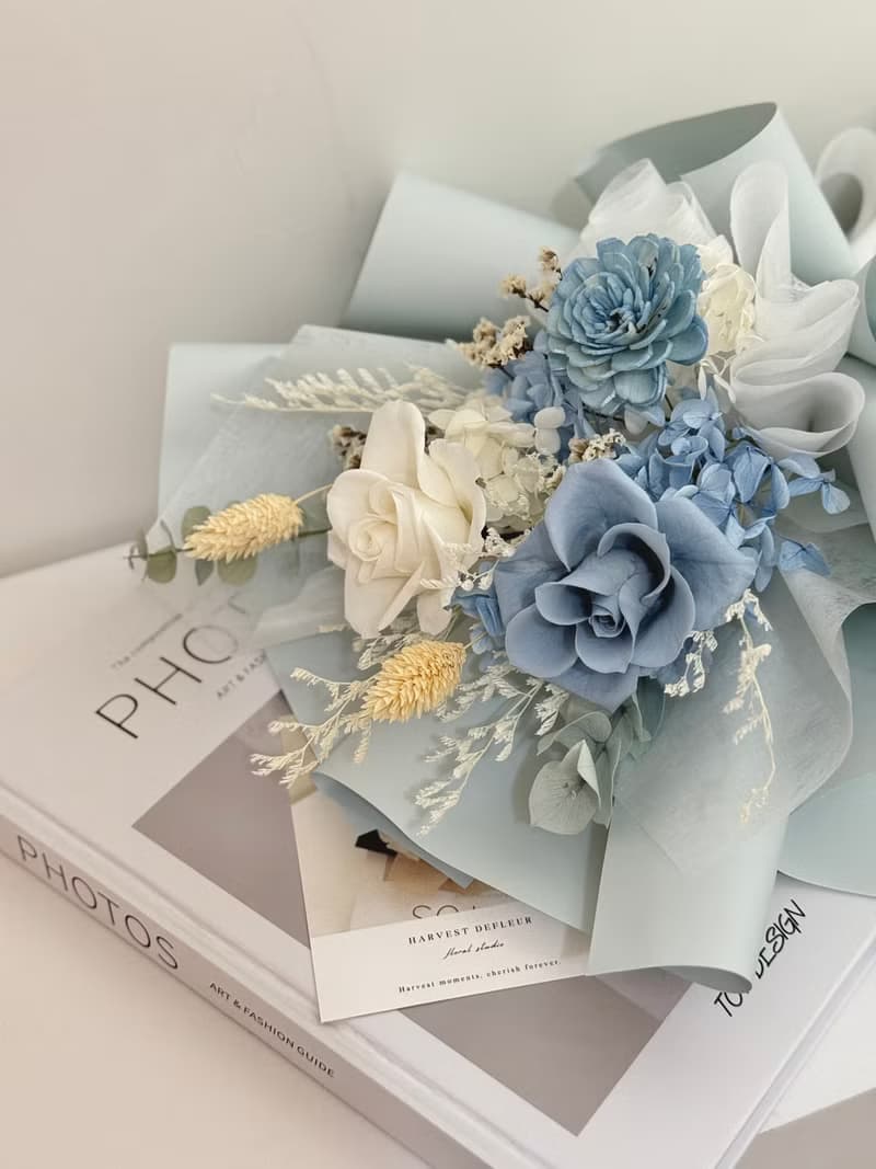 海洋風 永生玫瑰花束 附提袋