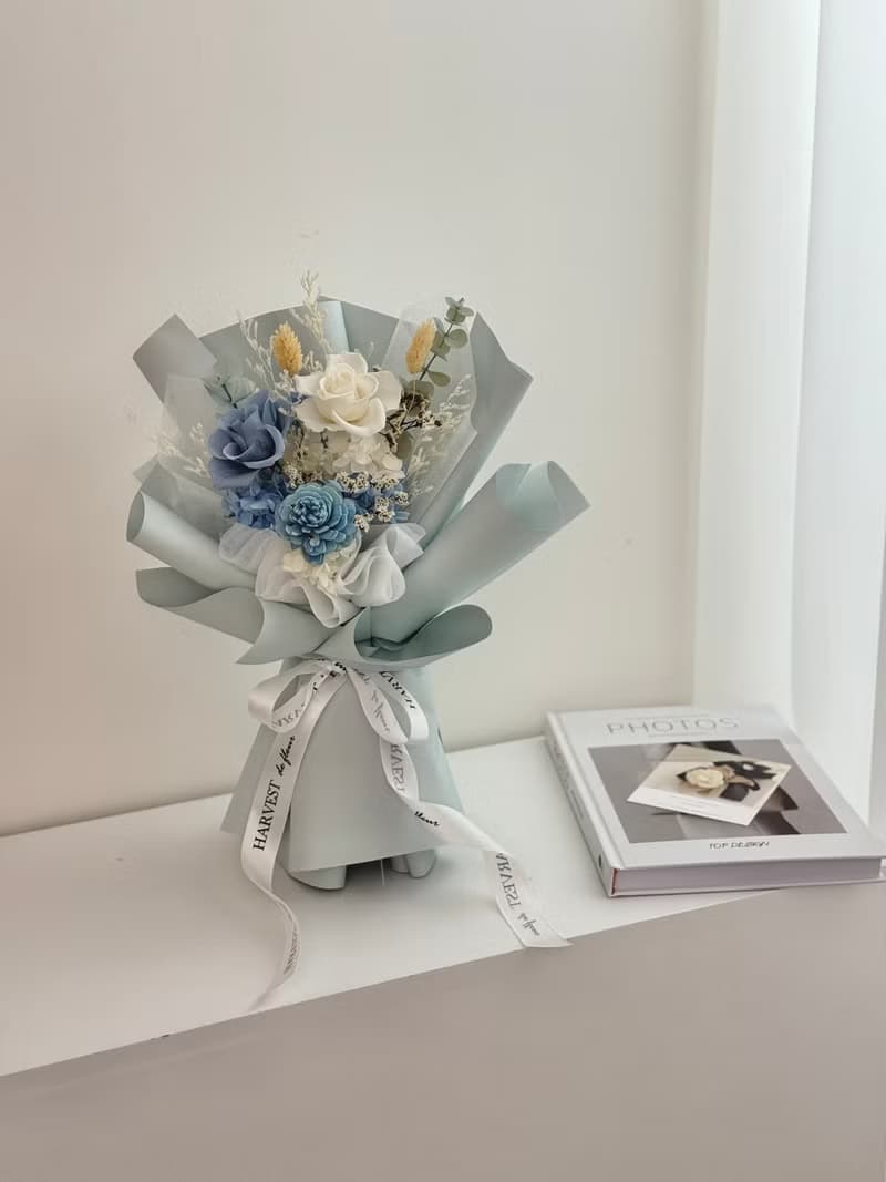 海洋風 永生玫瑰花束 附提袋