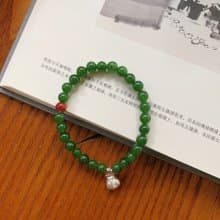 青山如是。俄羅斯碧玉手鏈 南紅純銀福袋掛墜6mm玉石古風好運手串