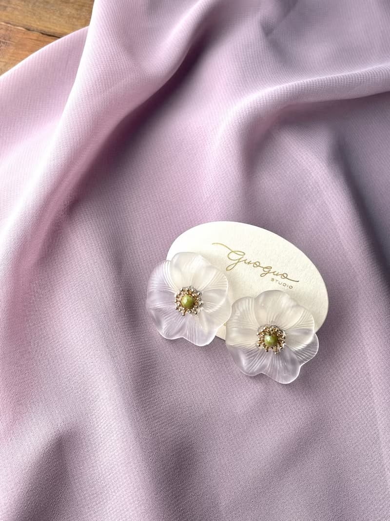 白色扶桑花耳環 五色