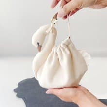スワン【 ポーチ S 】白鳥巾着　コットン　30日程で発送