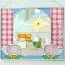 stained glass tulip mirror