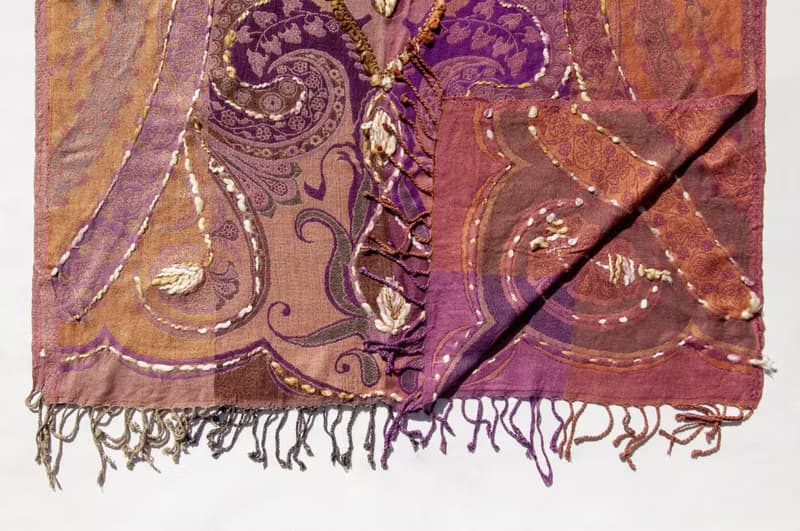 喀什米爾Cashmere/水煮羊毛披肩/針織圍巾/刺繡圍巾/羊絨披巾-花