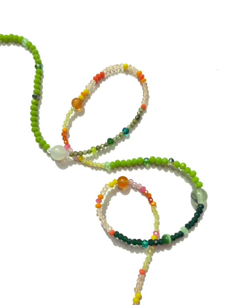 Fruit & Vegetable Collection - 005 Cucumber & Carrot Gemstone Necklace