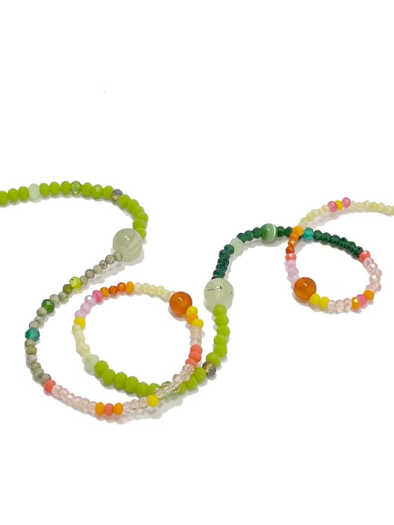 Fruit & Vegetable Collection - 005 Cucumber & Carrot Gemstone Necklace