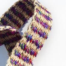 手工編織棉麻腰帶 手工梭織皮帶-熱帶彩虹星辰條紋 手捻紗麗絲線