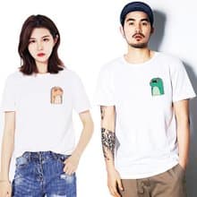 獨家 - Male & Female Dino 公恐龍母恐龍 短T 白色 情侶情人禮物
