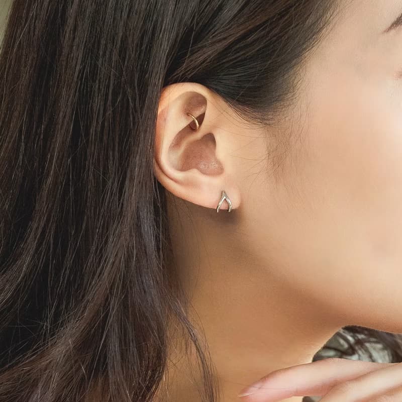 Wishbone許願骨 醫療鋼抗過敏 轉珠耳環 可戴洗澡