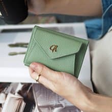 Maily (Melon green) : Tri-fold wallet, Short wallet, cow leather