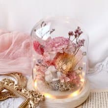 永生花康乃馨玻璃罩夜燈/附禮盒 台中可自取