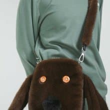 毛絨狗狗單肩斜挎小包女柔軟百搭鑰匙零錢包