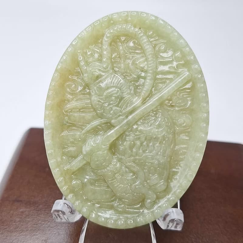 天然滿黃翡 齊天大聖 孫悟空 吊墜 牌件 | 天然緬甸玉A貨翡翠